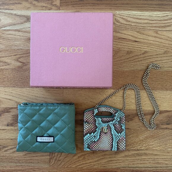 Gucci Handbags - Gucci GG Marmont top handle python card case wallet